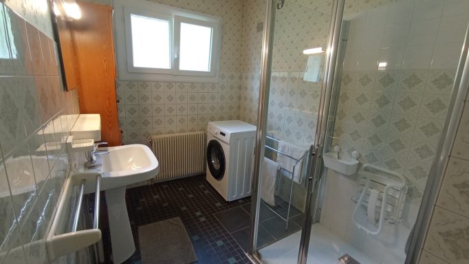 Salle d'eau avec machine à laver